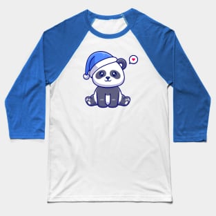 Cute Panda Winter With Beanie Hat Cartoon Baseball T-Shirt